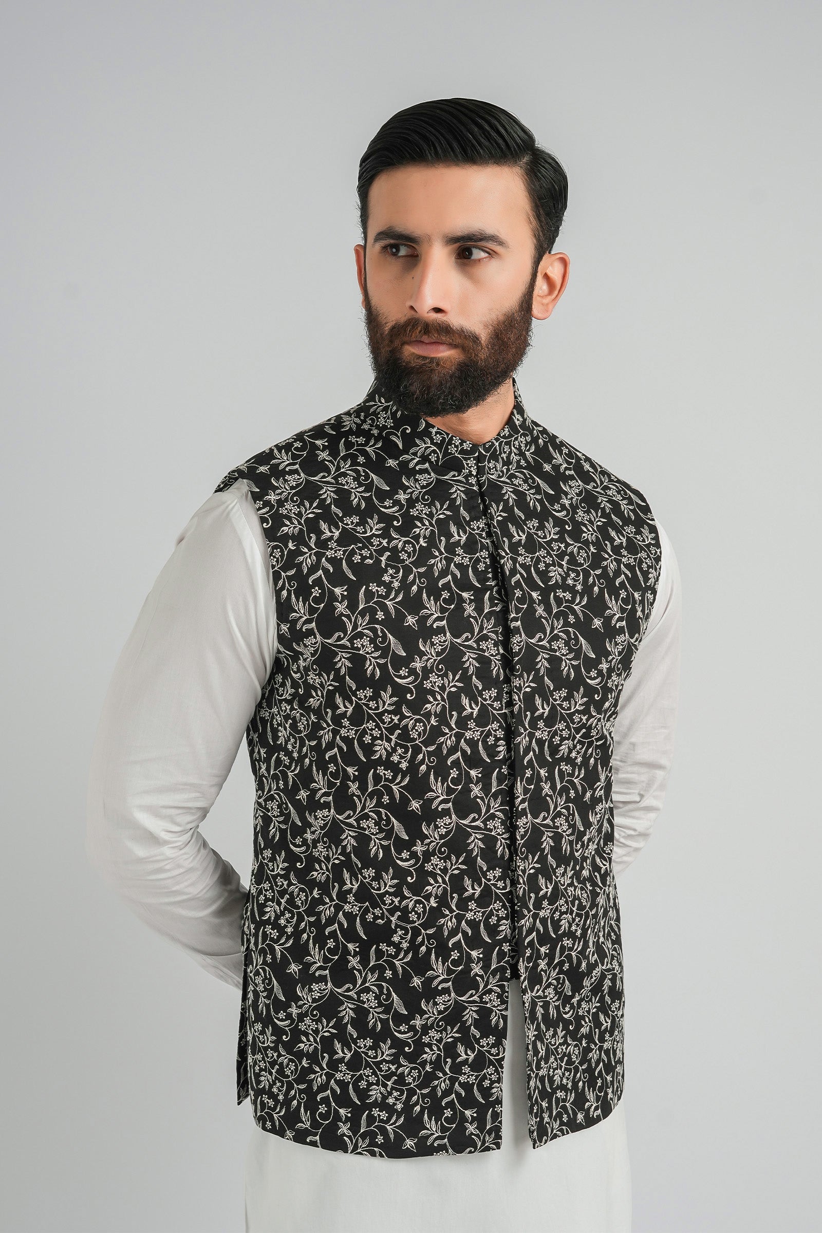 EMBROIDERED-WAISTCOAT-BLACK WAISTCOATS
