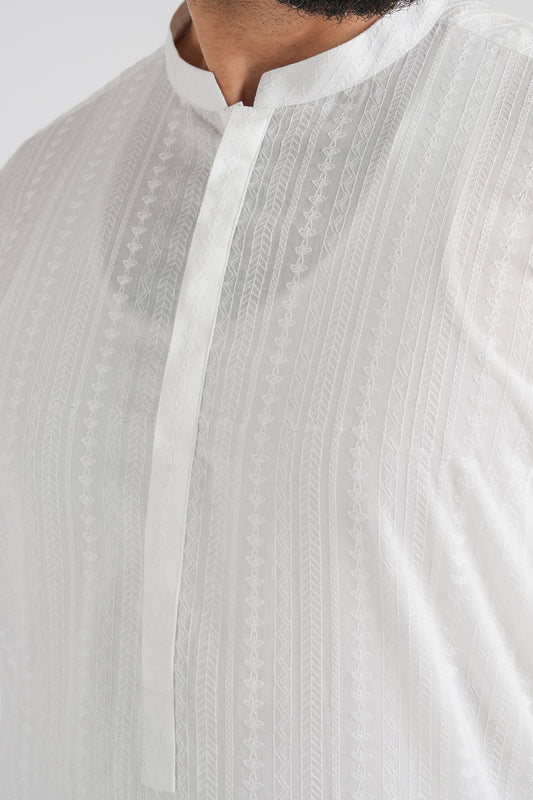 EMBROIDERED-KURTA-WHITE EMBROIDERED KURTA