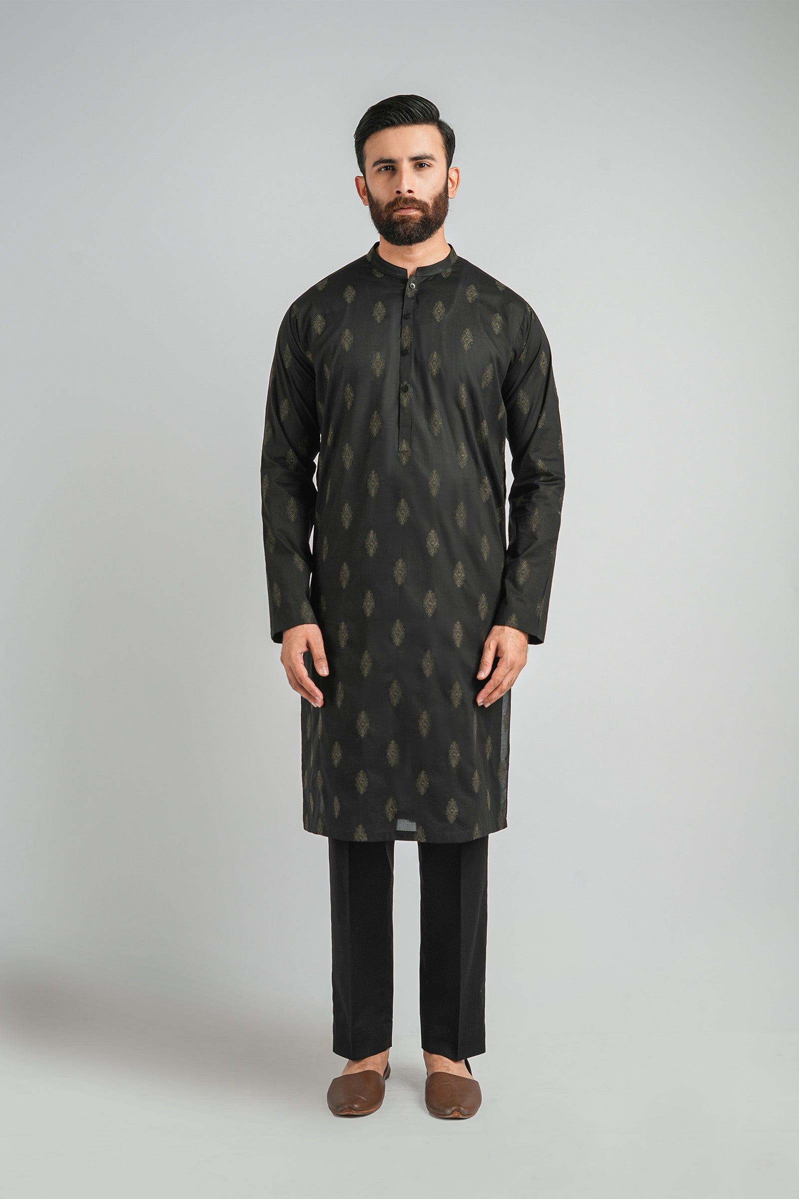 EMBROIDERED-KURTA-TROUSER-BLACK KURTA TROUSER