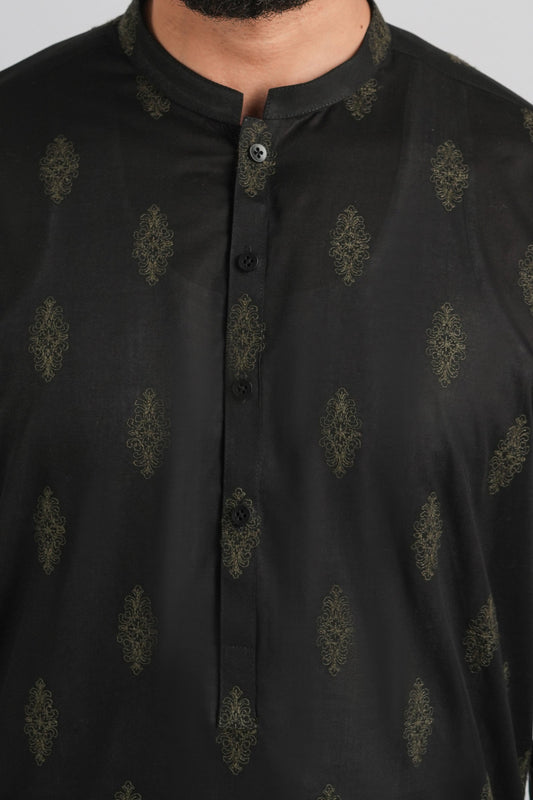 EMBROIDERED-KURTA-TROUSER-BLACK KURTA TROUSER