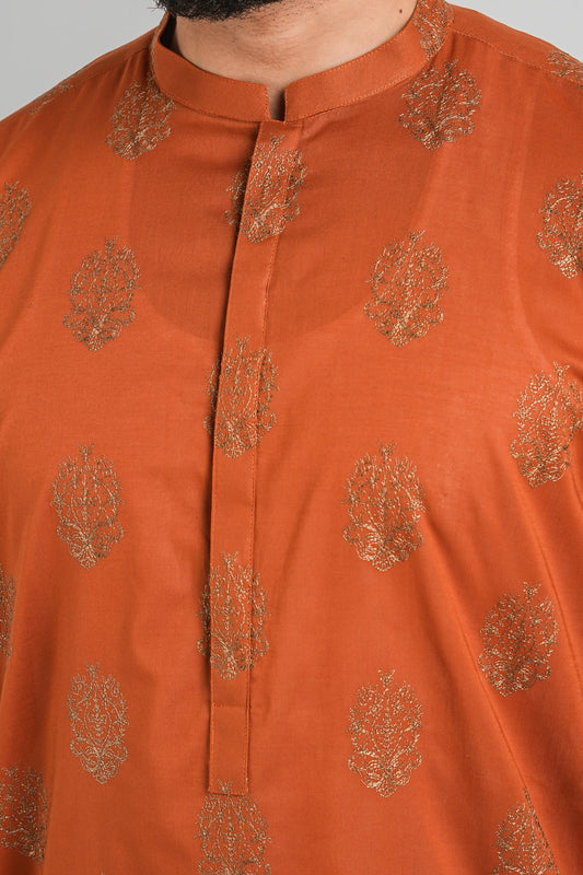 EMBROIDERED-KURTA-ORANGE EMBROIDERED KURTA