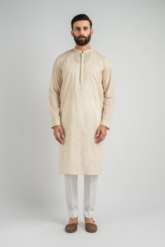 EMBROIDERED-KURTA-CREAM EMBROIDERED KURTA