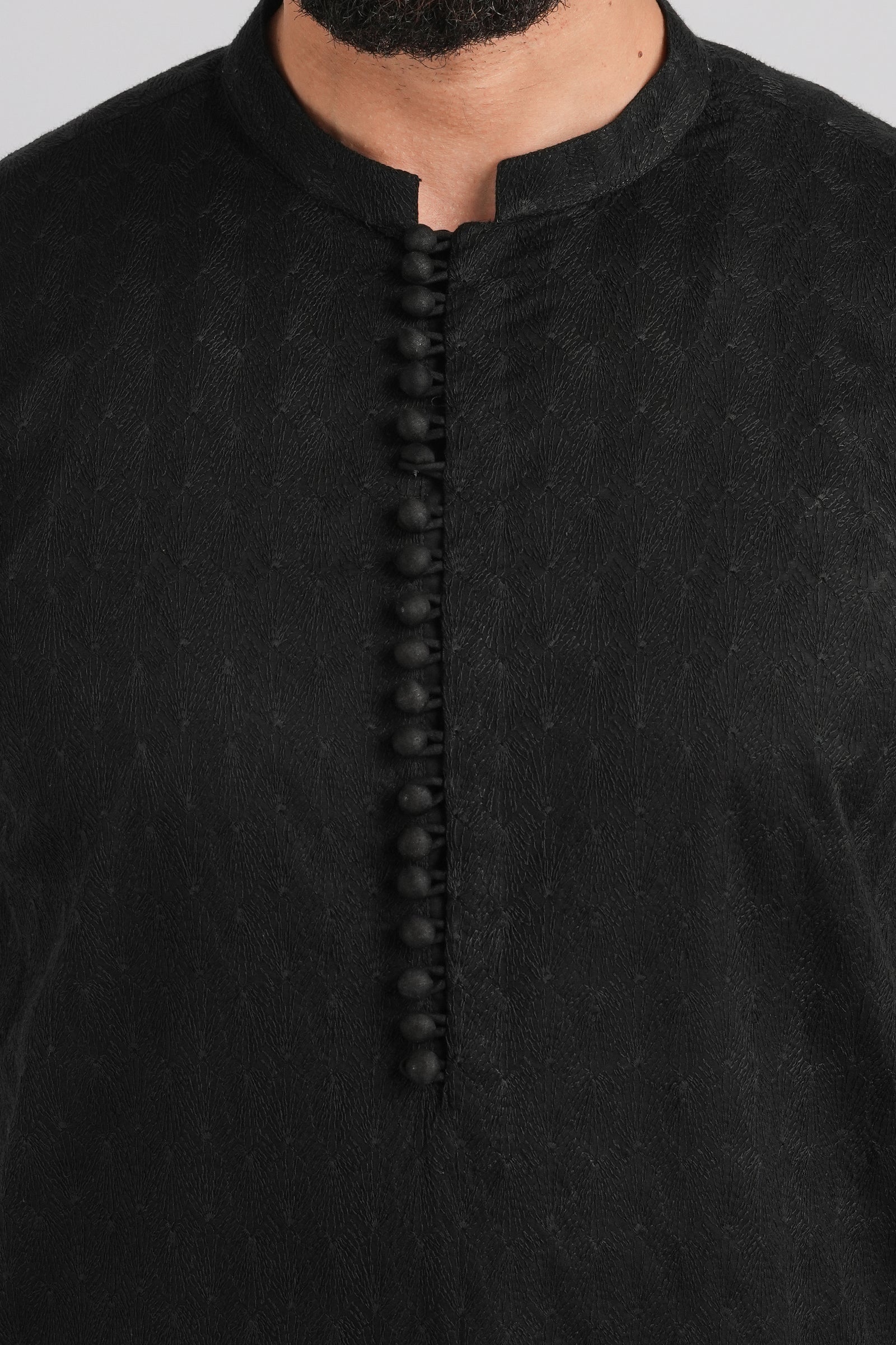 EMBROIDERED-KURTA-BLACK - shop at Bareezeman