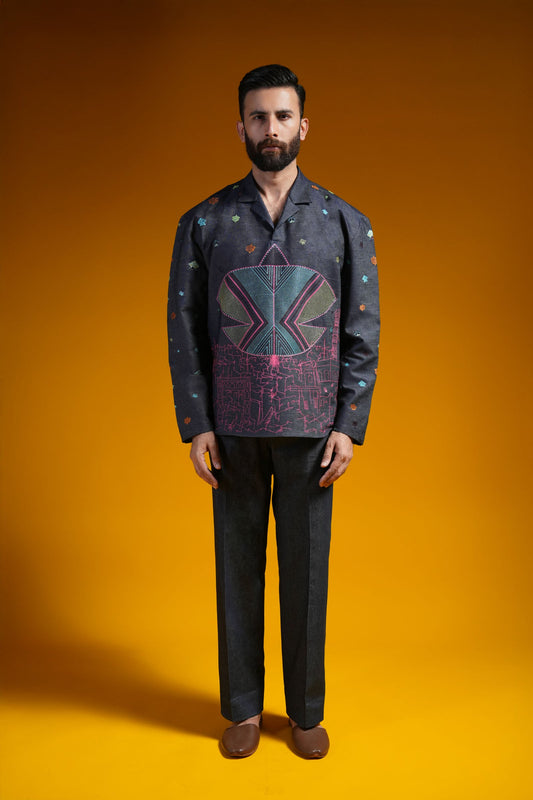 BASANT-CO-ORD-SET-NAVY-BLUE - shop at Bareezeman