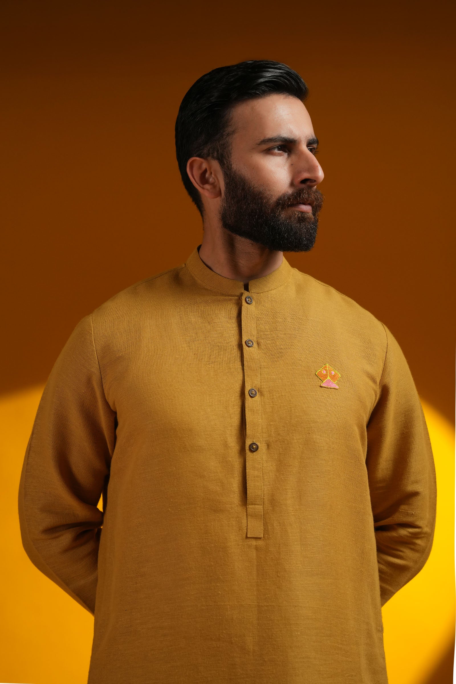 BASANT-KURTA-TROUSER-YELLOW - shop at Bareezeman