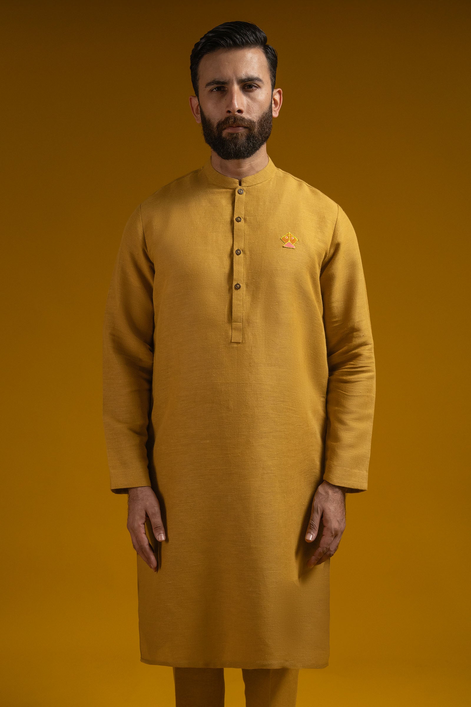 BASANT-KURTA-TROUSER-YELLOW - shop at Bareezeman