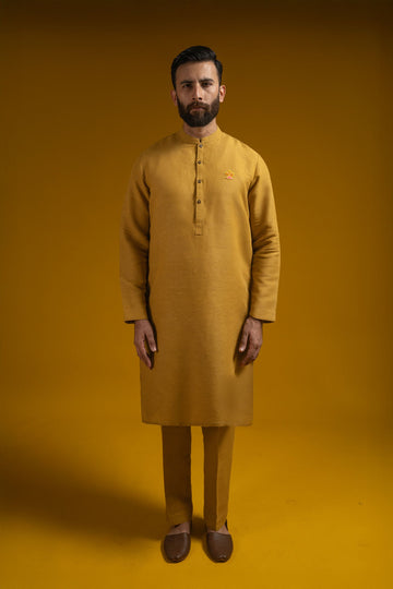 BASANT-KURTA-TROUSER-YELLOW - shop at Bareezeman