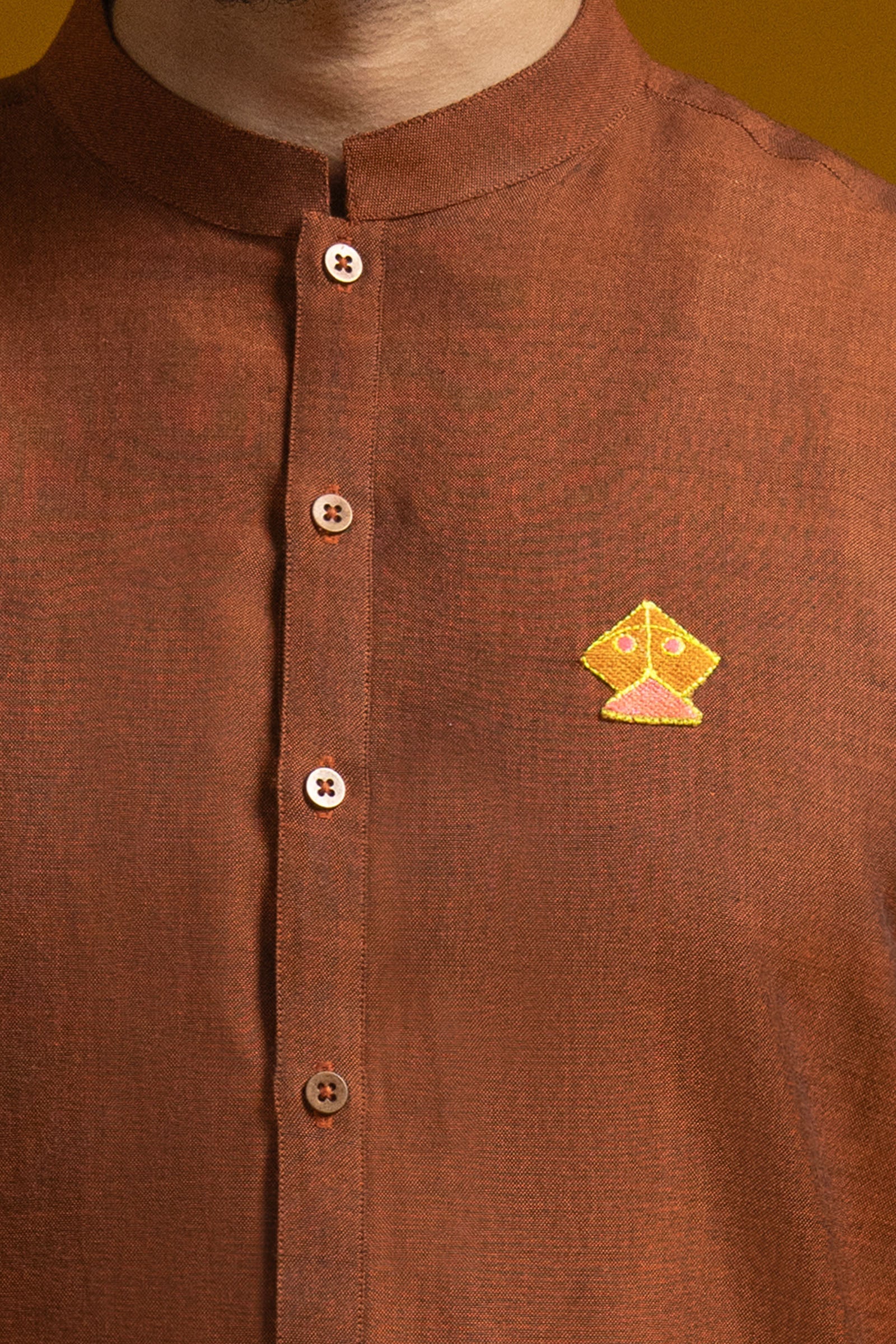 BASANT-KURTA-TROUSER-RUST - shop at Bareezeman