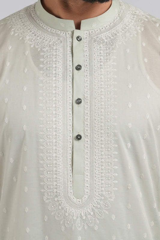 EMBROIDERED-KURTA-TROUSER-MINT - shop at Bareezeman
