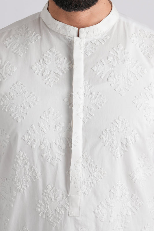 HAND-EMBROIDERED-KURTA-WHITE
