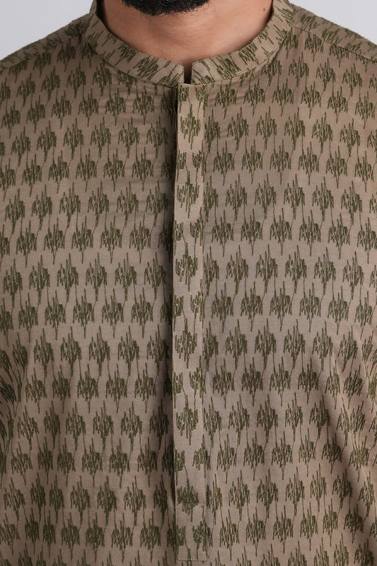 EMBROIDERED-KURTA-TROUSER-ARMY-GRN
