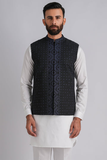 Embroidered-Waistcoat-Black