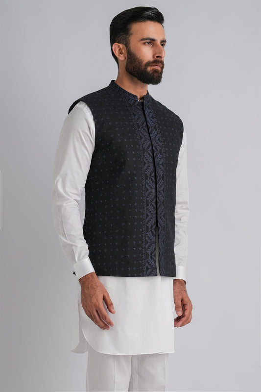 Embroidered-Waistcoat-Black