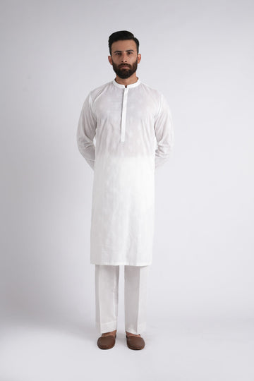 Intl-Embroidered Kurta Trouser-White