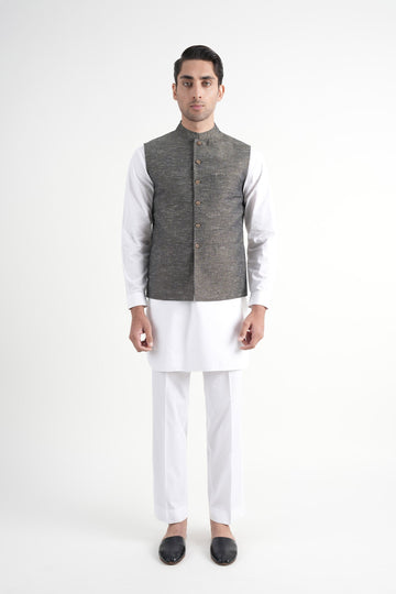 INT-Handloom Waistcoat Black