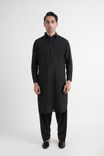 INT-Lawn Karandi  Shalwar Kameez  Black