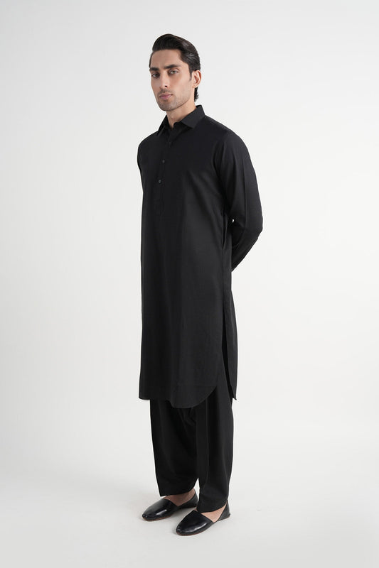 INT-Lawn Karandi  Shalwar Kameez  Black