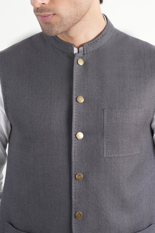 INT-Pashmina Waistcoat Grey