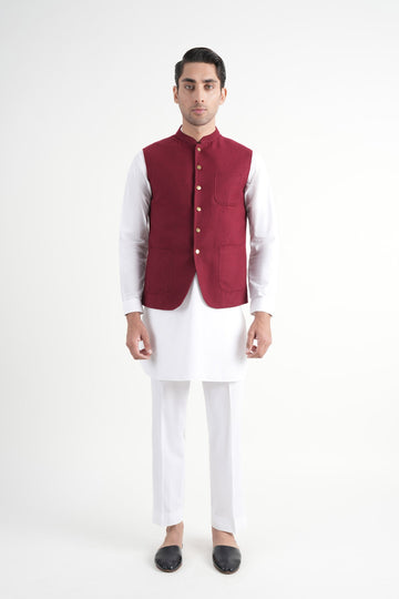 INT-Pashmina Waistcoat Maroon