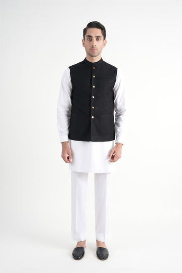 INT-Pashmina Waistcoat Black