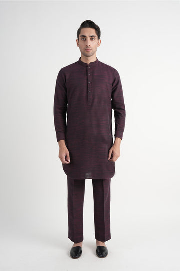 INT-Handloomed Short Kurta Trouser Maroon
