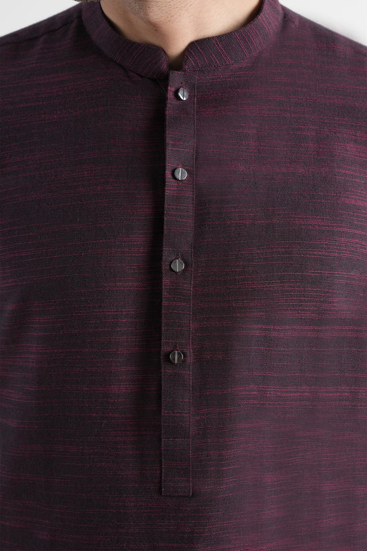 INT-Handloomed Short Kurta Trouser Maroon