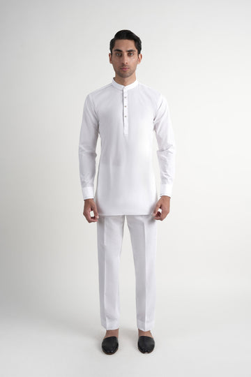 INT-Egyptian Cotton Short Kurta Trouser White
