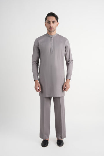 INT-Crepe CottonShort Kurta Trouser Grey