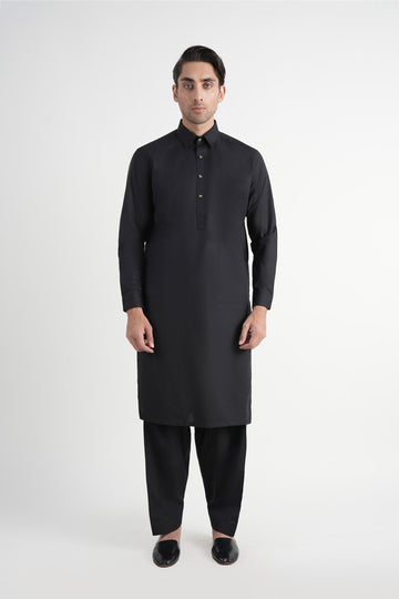 INT-Crystal Karandi Shalwar Kameez Black