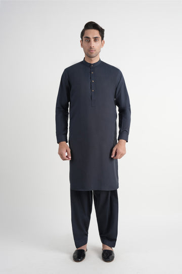 INT-Crystal Karandi Shalwar Kameez Navy Blue