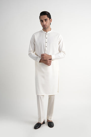 INT-Crystal Karandi Kurta Trouser Off White
