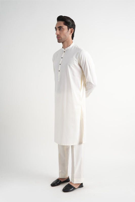 INT-Crystal Karandi Kurta Trouser Off White