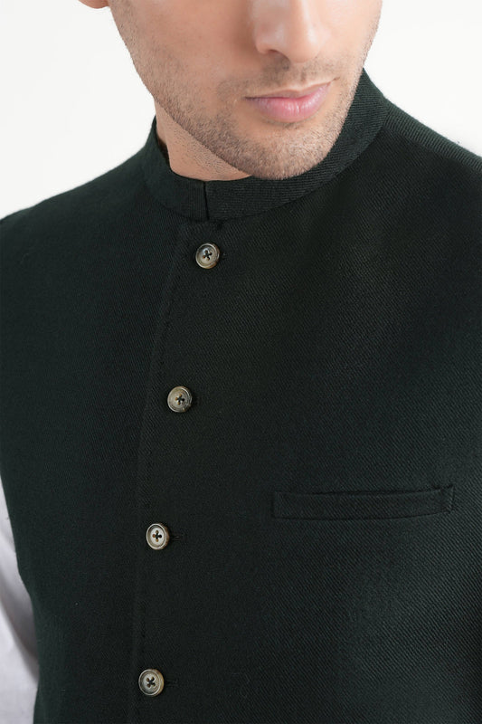 INT-Pashmina Waistcoat Dark Green