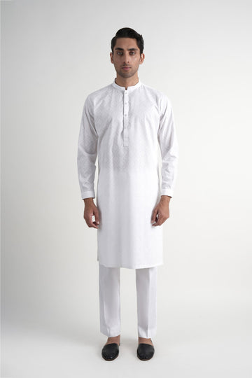 INT-Cotton Embroidered Kurta White