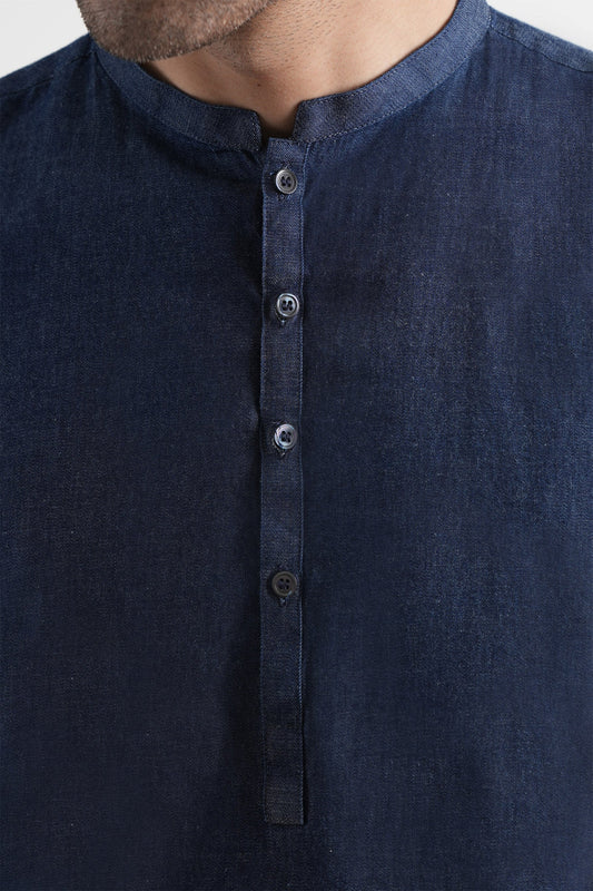 Denim Short Kurta Trouser Navy Blue