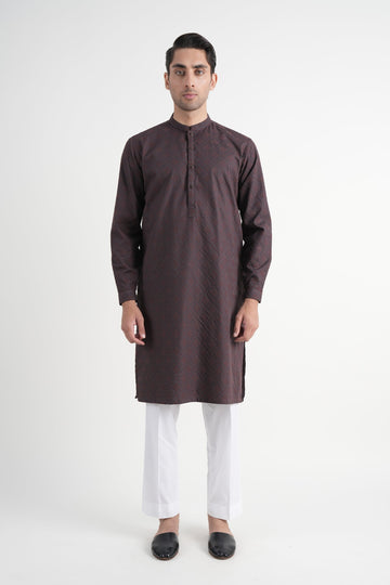 Cotton Embroidered Kurta Chocolate