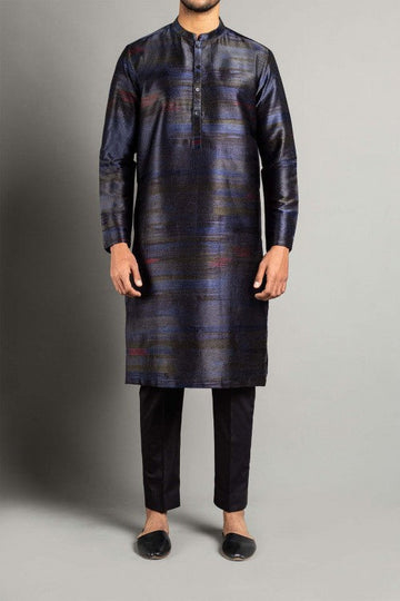 EMBROIDERED KURTA BLUE - shop at Bareezeman