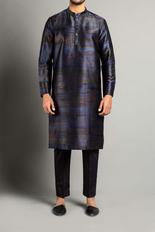 EMBROIDERED KURTA BLUE - shop at Bareezeman
