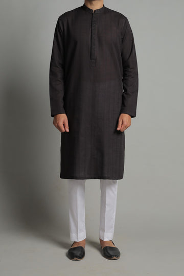 Embroidered Kurta - Black