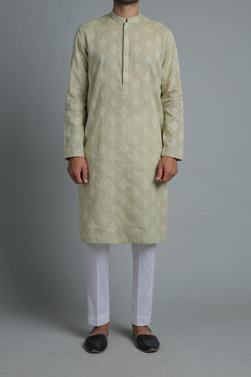 Embroidered Kurta - Stone