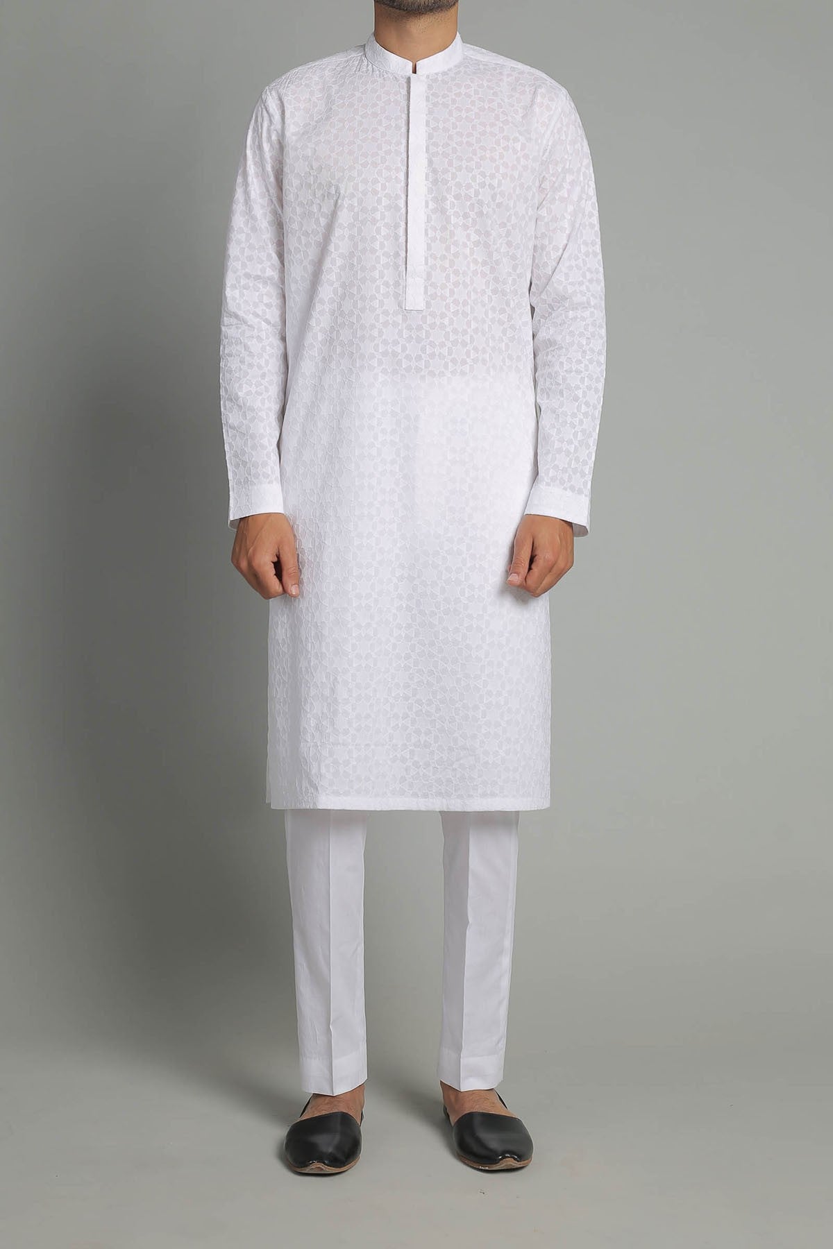 Embroidered Kurta - White