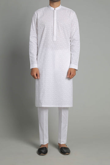 Embroidered Kurta - White