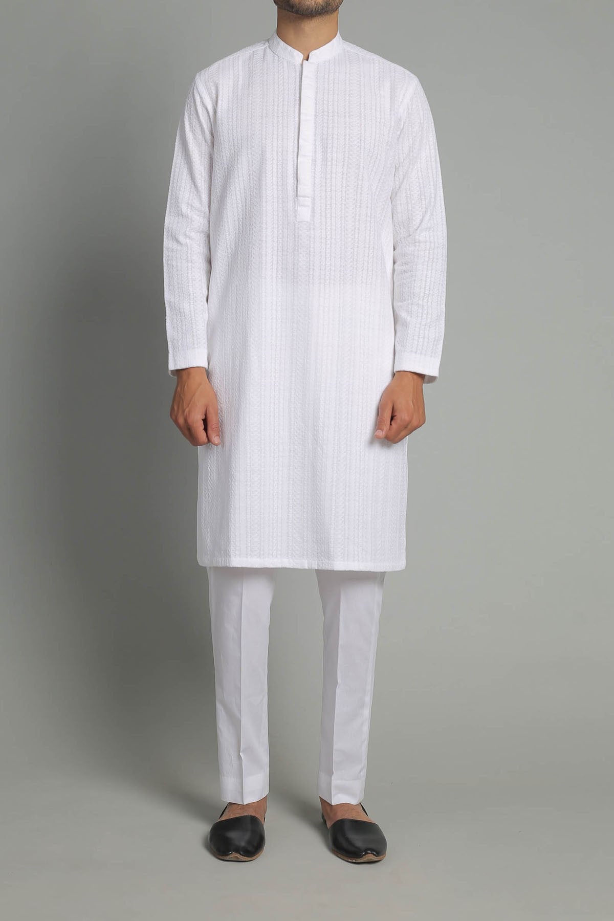 Embroidered Kurta - White