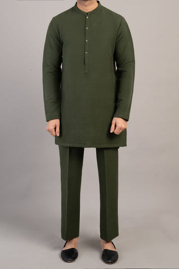 HANDMADE-KURTA-TROUSER-GREEN