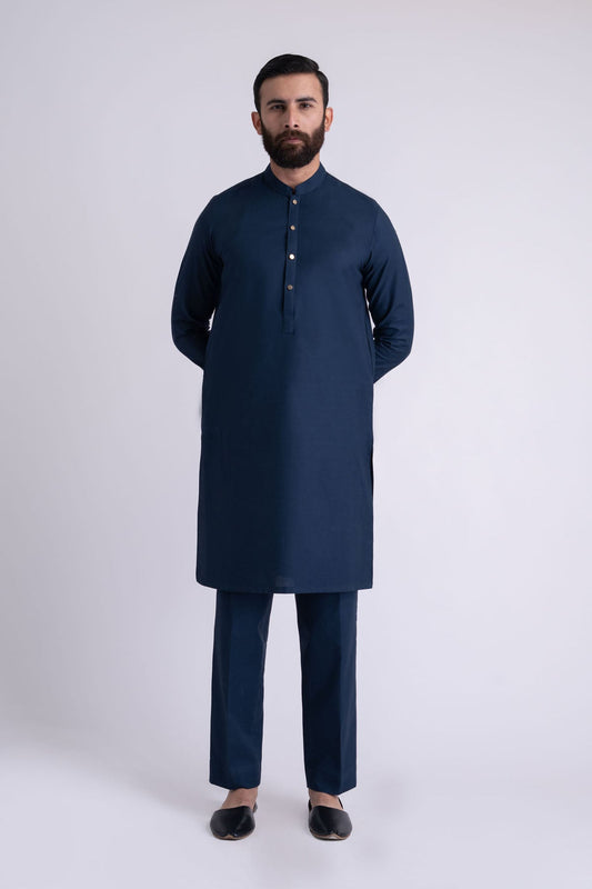 KURTA TROUSER-NAVY-BLUE - shop at Bareezeman