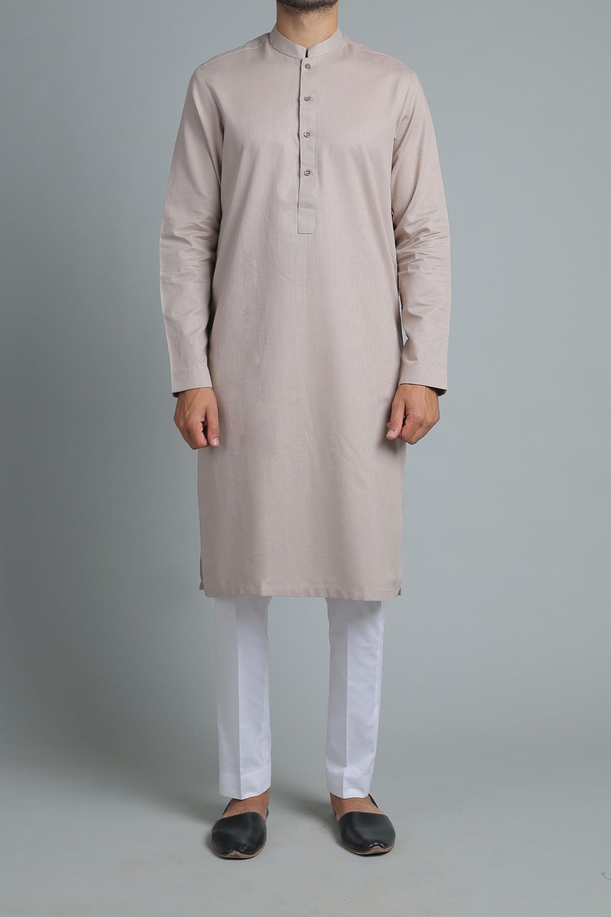 Slub Khaddar Kurta - Beige