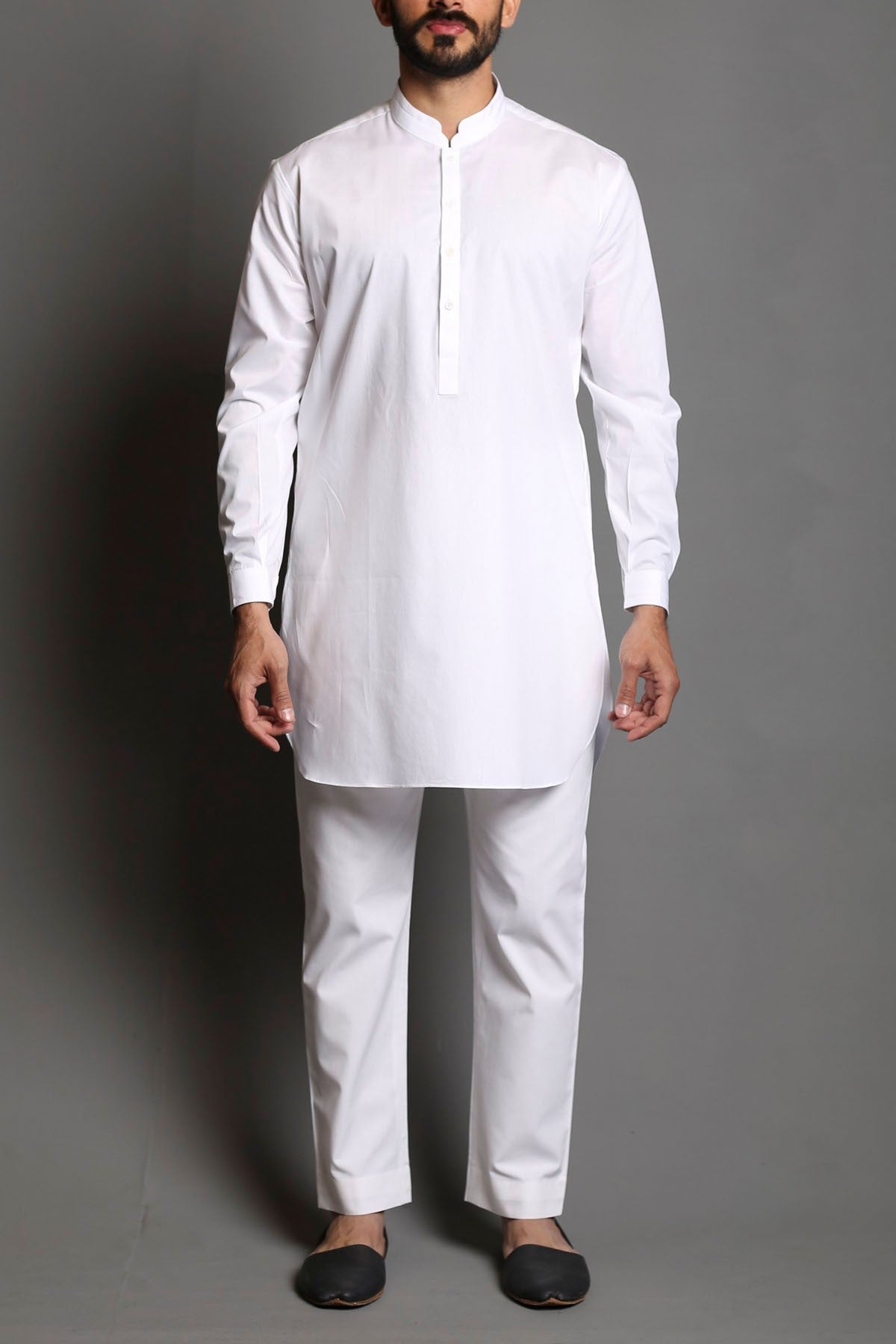 Short Kurta Twin Band 4 - White