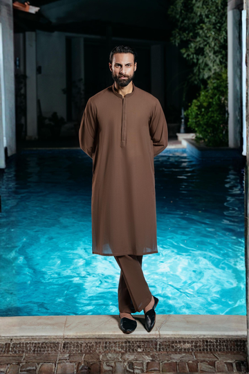 KURTA TROUSER-BROWN - shop at Bareezeman