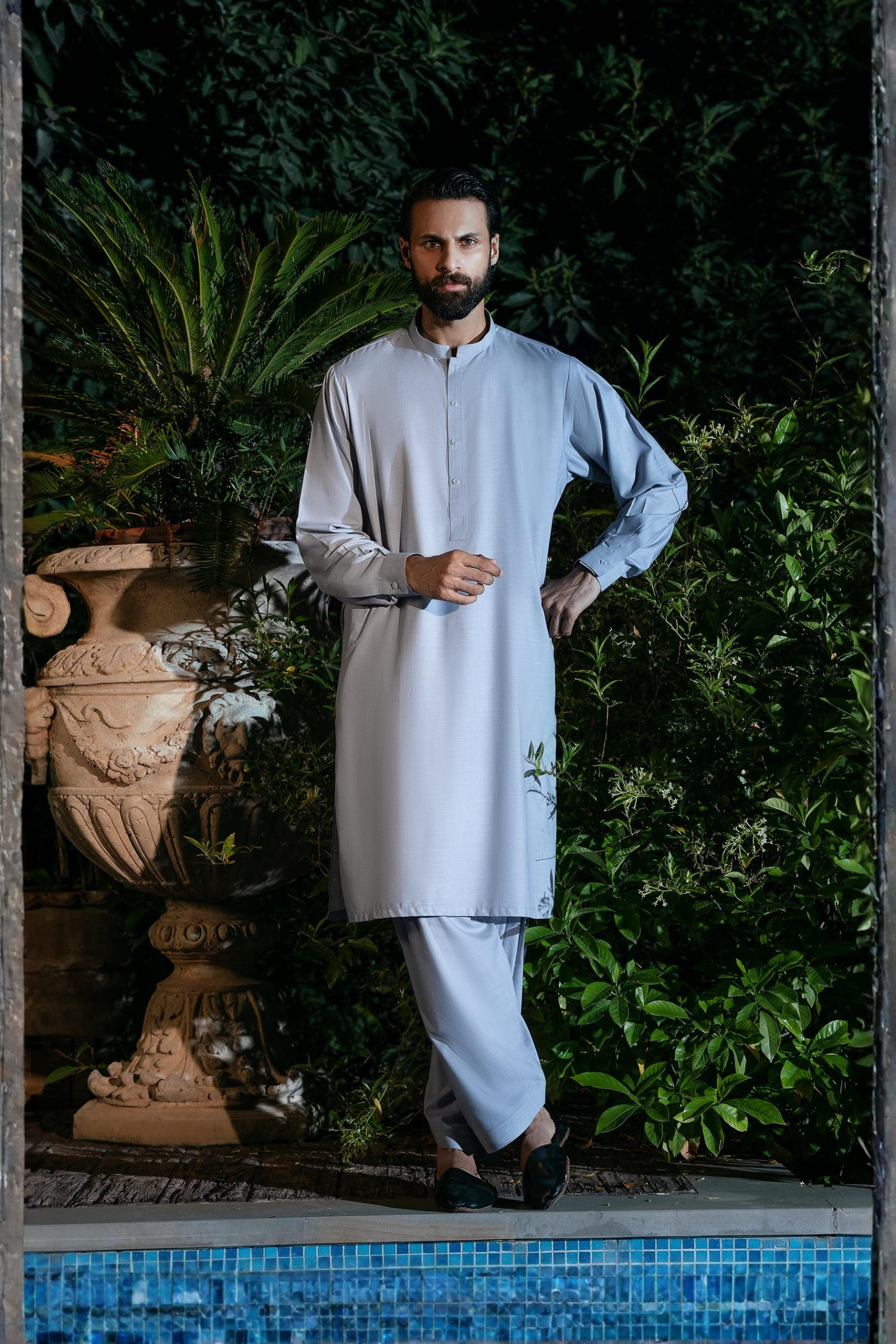 SHALWAR KAMEEZ-SLATE - shop at Bareezeman