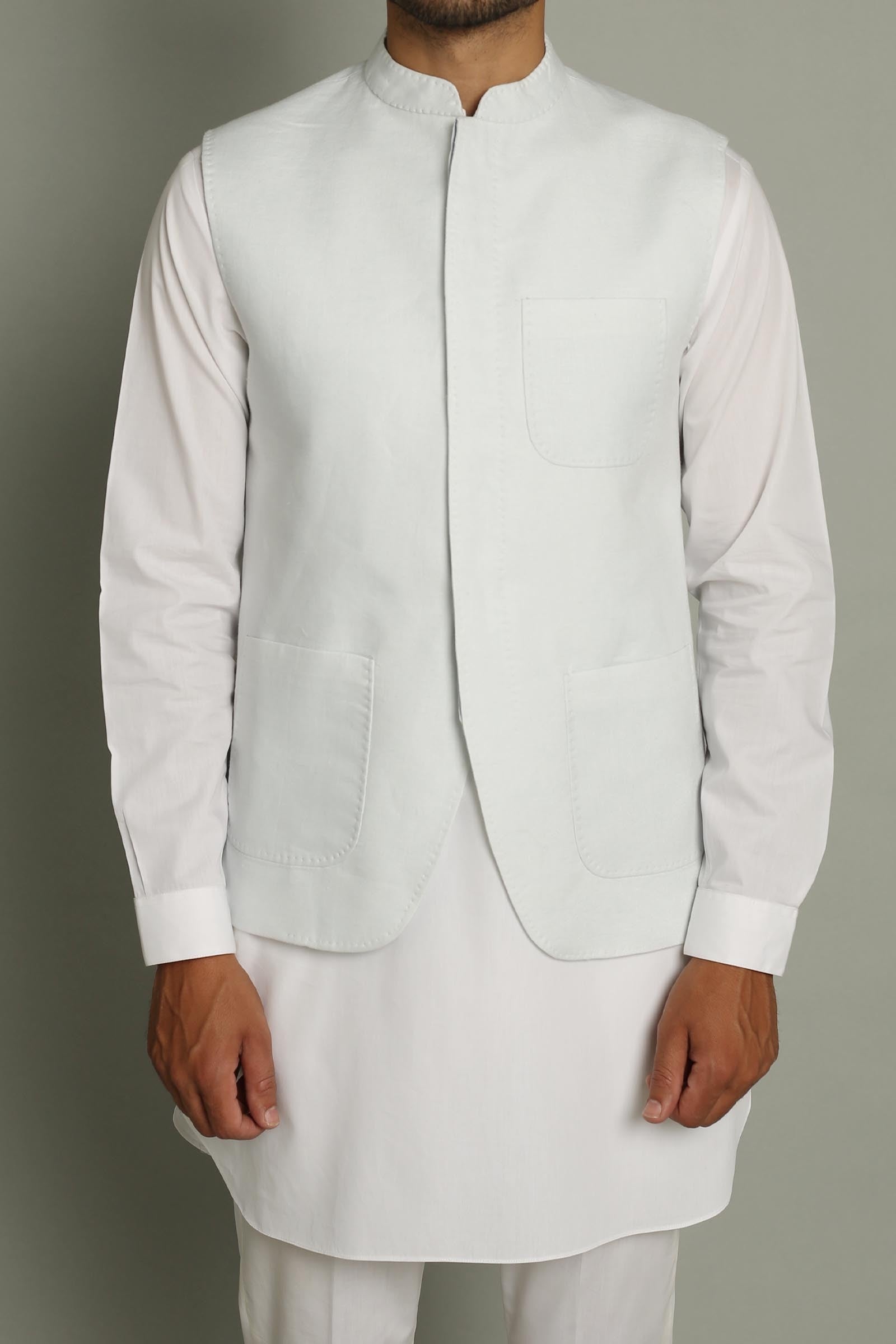 WAISTCOAT WHITE - shop at Bareezeman